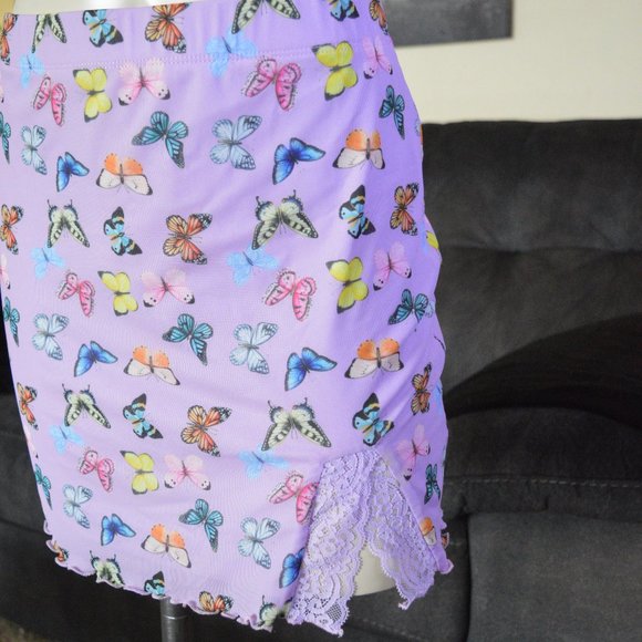Y2K Forever 21 Retro 90's Butterfly Micro Mini Skirt Spring - Picture 3 of 4